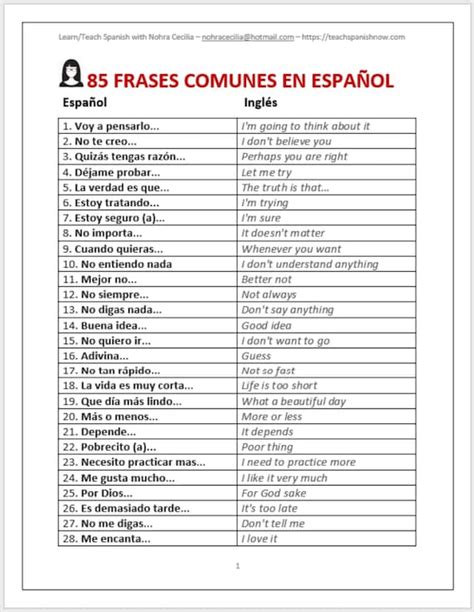 25 sentences in spanish.